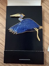 Vintage Great Blue Heron William WM Spear Enamel On Original Card