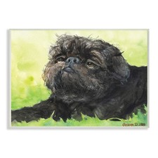 Stupell Industries Brussel Griffon Pet Dog Portrait Green Black