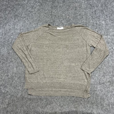 Pomandère Sweater Womens 46 Green Linen Knit Crewneck Raglan Made Italy Pullover