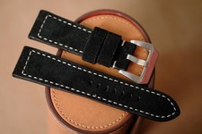 Handmade black suede PAM Officine Panerai strap size 24/22 or any size 