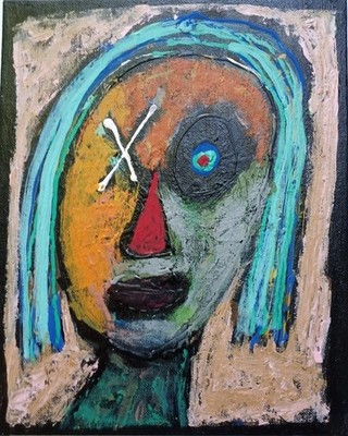 Outsider Art Painting Woman Original Female Cubism Abstract Woman Pop Brut Neo