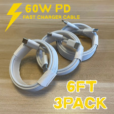 60W USB C to C Cable 6FT Fast Charging Cord 3Pack For Samsung MacBook Pro Type-C