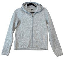 Uniqlo DRY Sweat Full Zip Hoodie Women's S Light Gray Athleisure Gym Run Sport