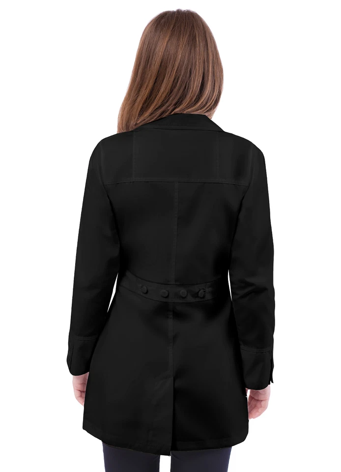 Adar Women Lapel Collar Multi Pocket Buttoned Medical Lab Consultation Coat - Image 2 of 4