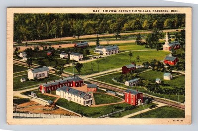 Dearborn MI- Michigan, Aerial Greenfield Village, Antique Vintage c1940 Postcard