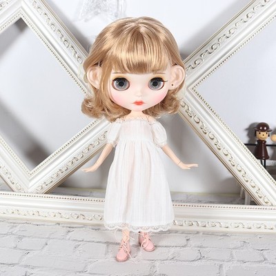 12'' Blythe factory Doll Short blond hair Joints body make-up matt skin with ears