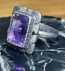Southwestern Amethyst Ring Sterling Silver Vintage Size 8