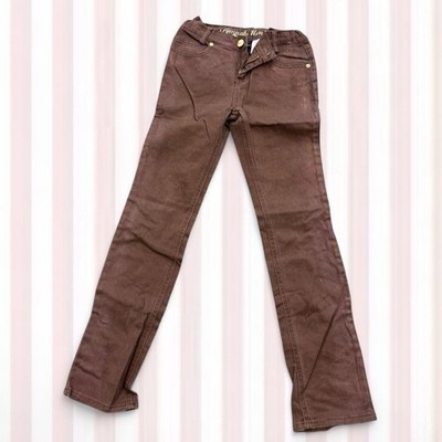 Y2K Hannah Montana brown low rise jeans with beige stitching on pockets Size 12