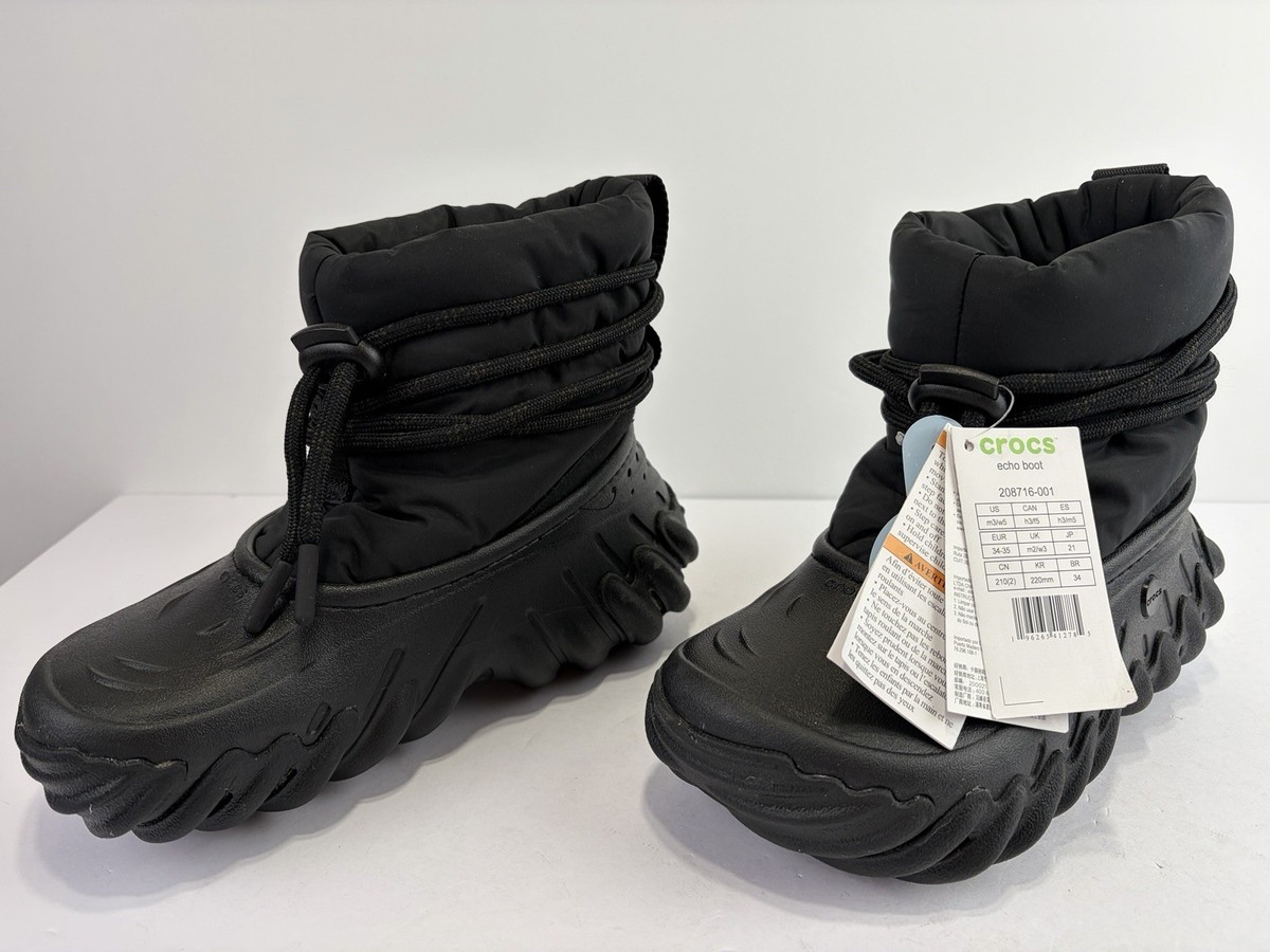 Crocs Adult Echo Winter Boots Triple Black 208716-001 Women's Size