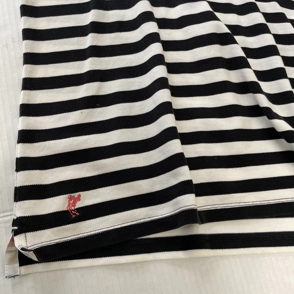 Ashworth EZ Tech Striped Black White Preppy Polo Golf Shirt W Pink Collar - Image 3 of 4