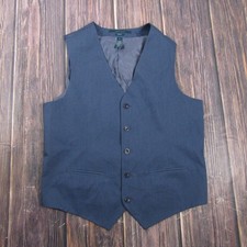 Suit Vest Perry Ellis Mens M Blue Polyester Stretch 3 Piece Formal Waistcoat