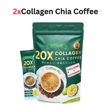 2x FITGUM 20X Collagen Chia Coffee x Glutathione 11 in 1 Coffee Mix