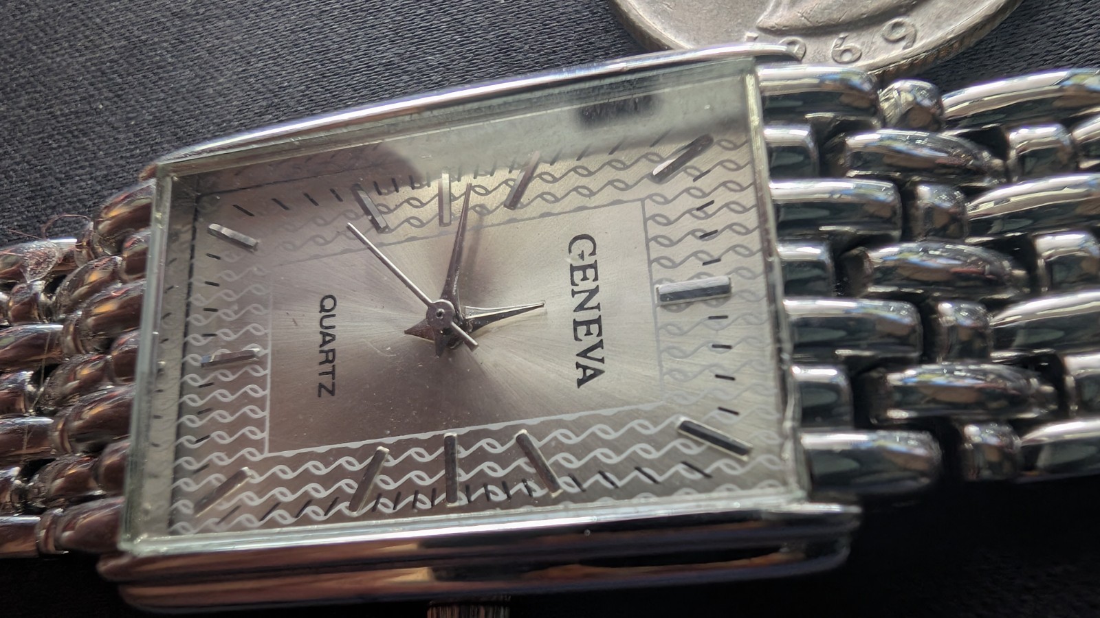 Geneva Quartz Rectangular Silver Tone Bracelet Wa… - image 5