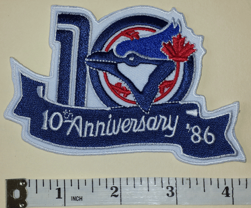 TOPPA STEMMA MANICA BASEBALL MLB TORONTO BLUE JAYS 10° ANNIVERSARIO 1986