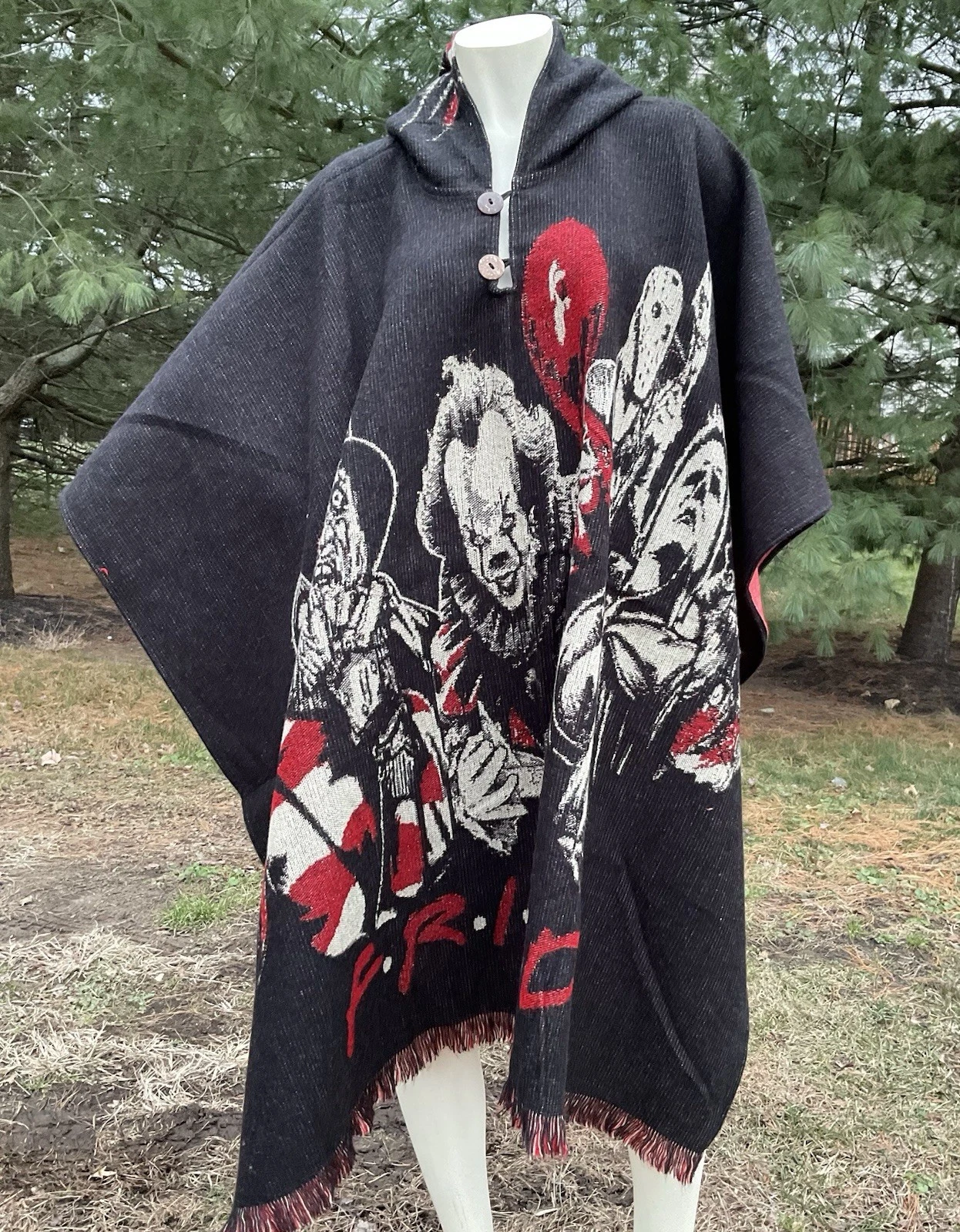 HANDMADE ALPACA PONCHO, Soft And Warm, Friday The 13th All Your Horror Movie