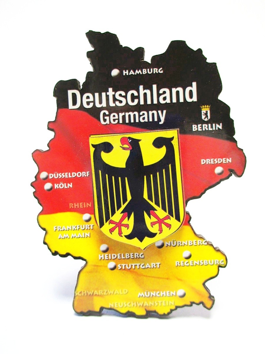 Germany map with eagle 2D wood magnet souvenir Germany