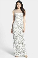 Tadashi Shoji Illusion Yoke Embroidered Gown Dress Sz 14 Ivory
