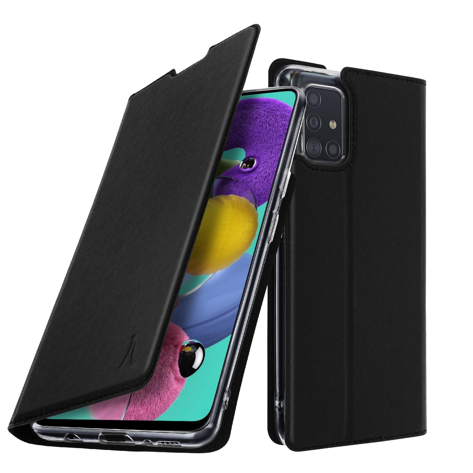 Étui clapet Akashi Galaxy A51 antichoc avec fentes range-cartes