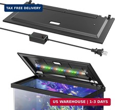 LED Aquarium Hood, Fish Tank Cover with Adjustable-Brightness Colored Light Tube