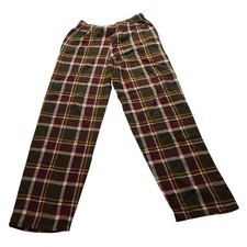 St Johns Bay Small Pajama Men's Small Plaid Flannel Burgundy Green Sleepwear