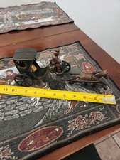 Vintage Cast Iron Horse Drawn Carriage Toy with Driver and Passenger