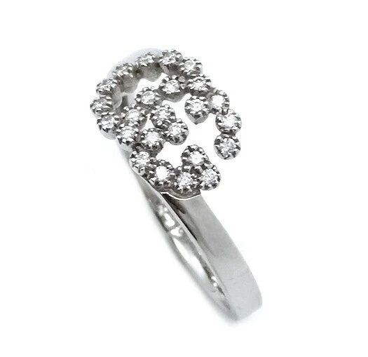 Bague Gucci diamant K18 or blanc US6,5 occasion bijou élégant