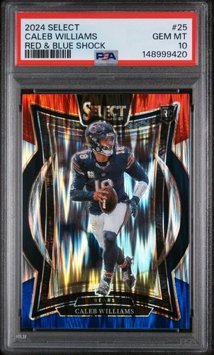 2024 PANINI SELECT #25 CALEB WILLIAMS RED & BLUE SHOCK RC PSA 10 GEM MINT