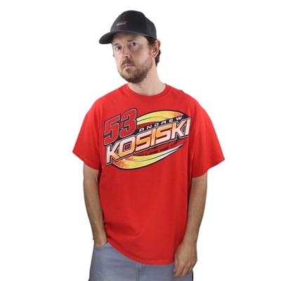 New Andrew Kosiski Racing T Shirt Mens XL Red Nebraska Nascar Car #53 Vtg Tee