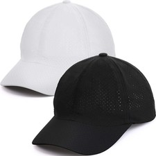 Geyoga Quick Dry Baseball Running Hat Mesh Cap One Size, Black and White