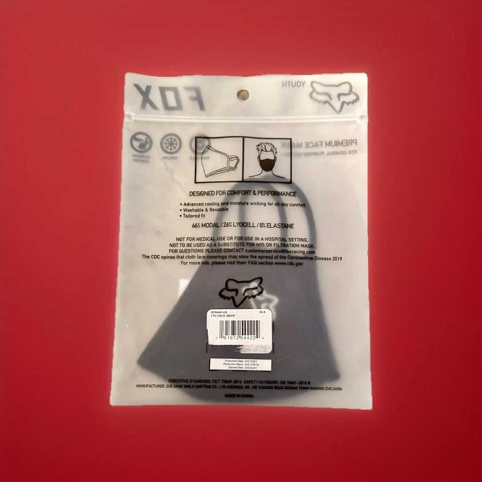 "Fox Racing  Youth Premium Face Mask - Navy Blue - New in Package"(2) - Image 3 of 4