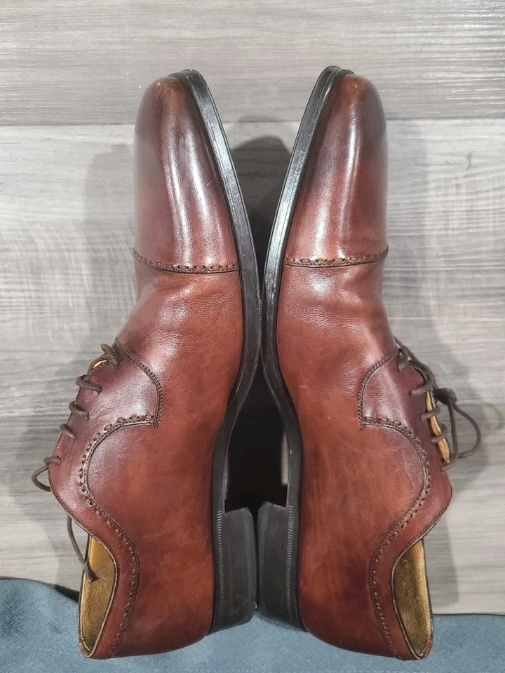 Mens Magnanni Neiman Marcus Ariel Cognac Cap Toe Oxford Dress Shoes Sz 10.5 - Image 4 of 4