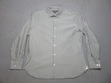John Varvatos Shirt Mens 16.5 32/33 Large Gray Striped Slim Fit Dress USA