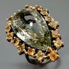Jewellery 28 ct+ Natural Green Amethyst Ring 925 Sterling Silver Size 8 /R441726