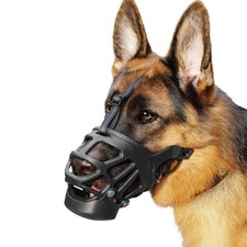 BARKLESS Basket Muzzle for Large Dogs, Humane to Prevent L, Black
