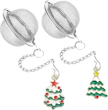 2PCS Stainless Steel Tea Infuser Ball with Christmas Tree Pendant