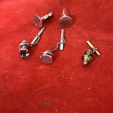 Sterling Cufflinks And Tie Tacks Lot Of 5 
