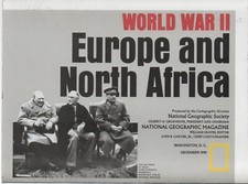 WORLD WAR II  EUROPE AND NORTH AFRICA National Geographic MAP December 1991