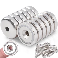 12 Pcs Neodymium Cup Magnet with Holes, 22 Lbs Pulling Force 0.79"(20 Mm) Strong