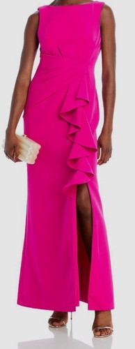 Eliza J Womens Pink Sleeveless Cascading-Ruffle Gown Dress Size 12 - Picture 2 of 7