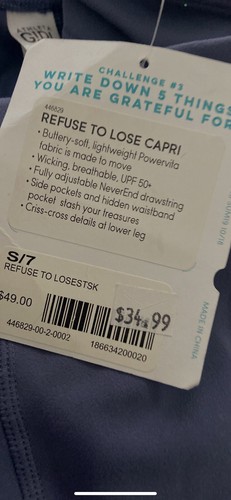 NWT Athleta Girl size S / 7 Refuse To Lose Capri Leggings - Picture 16 of 16