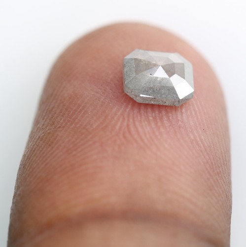 0.73 CT Asscher Cut Salt and Pepper Diamond Engagement Ring Gemstone - Picture 12 of 12