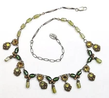 Green AYALA BAR Israeli Designer Handcrafted Mixed Material Glass Bead Necklace
