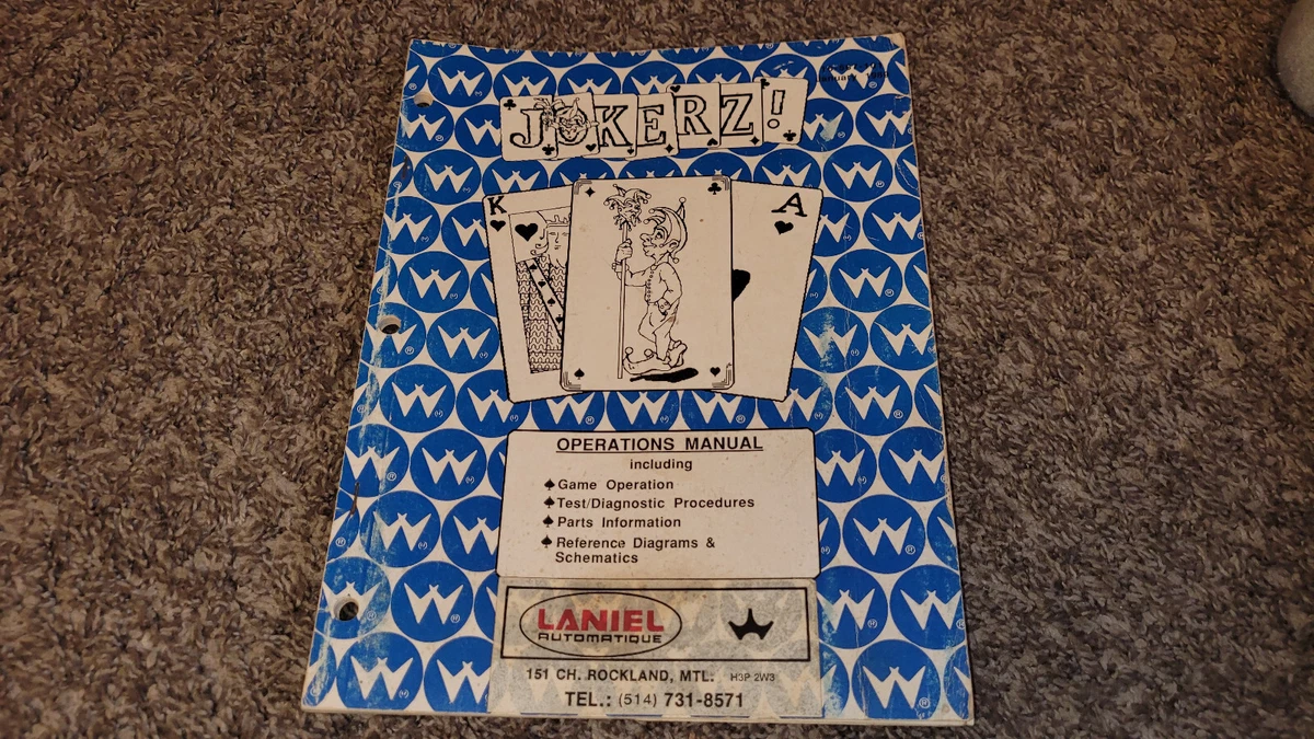 Williams Jokerz ! 1988 - Cartes Instructions Flipper Pinball (ENGLISH)