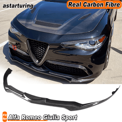 For Alfa Romeo Giulia Sport Sedan 2016-18 REAl Carbon Front  Bumper Lip Spoiler  - Bild 1 von 11