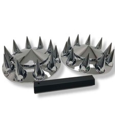 Chrome Front Wheel Cover Set Semi Truck Wheel Cover 33mm Nut Covers Spiked