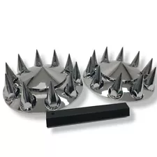 Chrome Front Wheel Cover Set Semi Truck Wheel Cover 33mm Nut Covers Spiked 