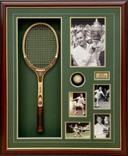 ROD LAVER Signed Photo 8x12 + Tennis Racquet +Ball +Photo Collage Box FRAMED COA