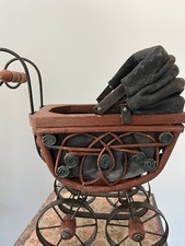 Dolls Carriage Buggy Stroller Pram Victorian Style Wicker Canvas A50