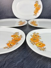 JAJ Pyrex Oval Sunflower Steak Dinner Plates  30.5cm Vintage X 5