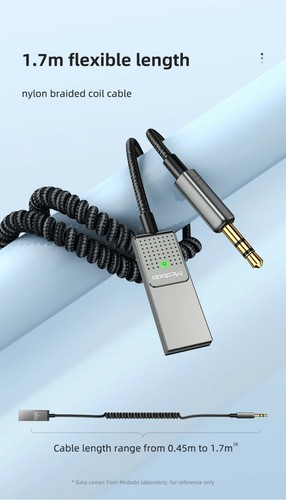 Mcdodo Bluetooth 5.1 Aux Adapter Wireless Car Receiver USB to 3.5mm Built-in Mic - Picture 11 of 12